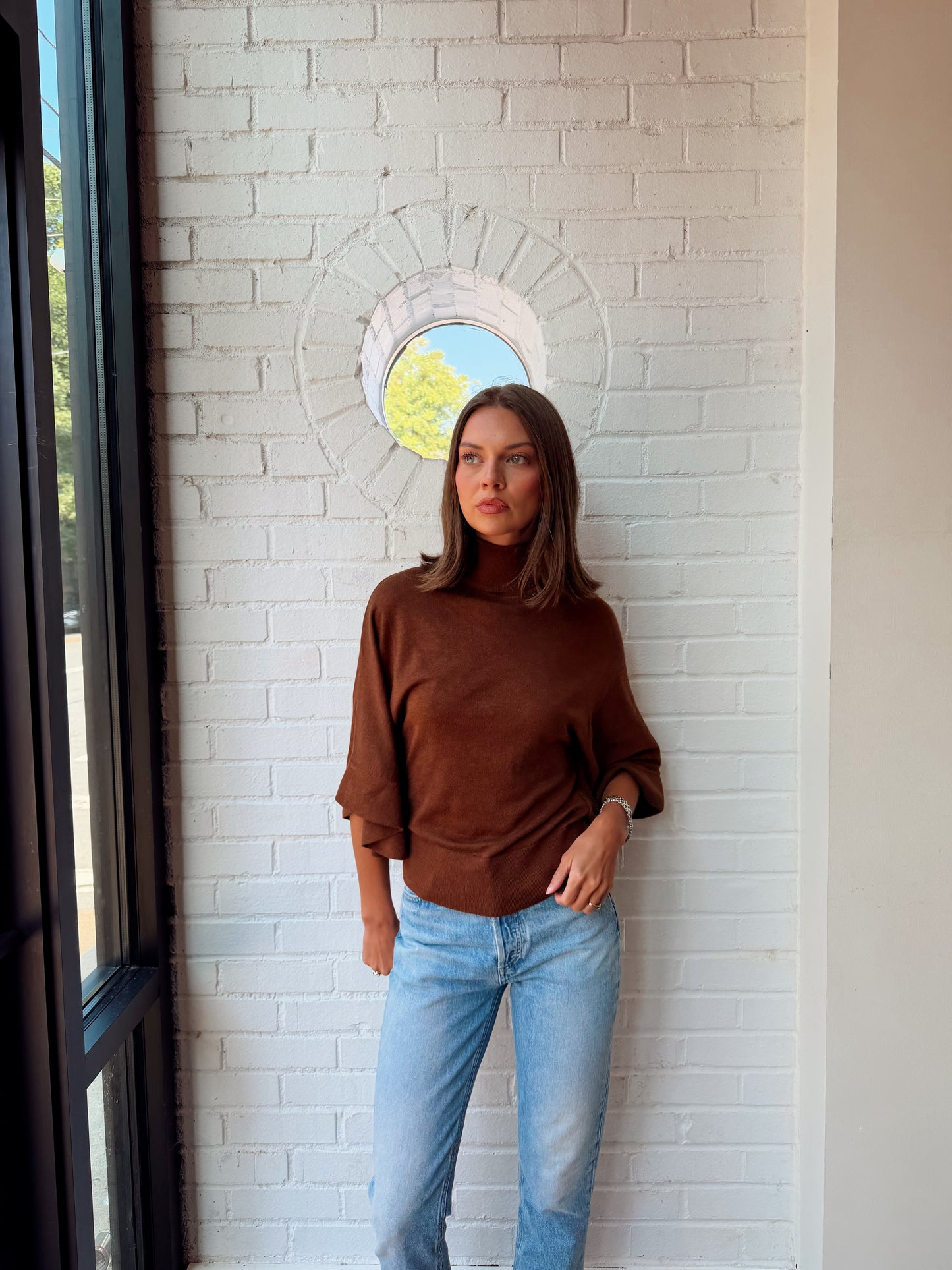 TURTLE NECK LIGHT WEIGHT SWEATER TOP