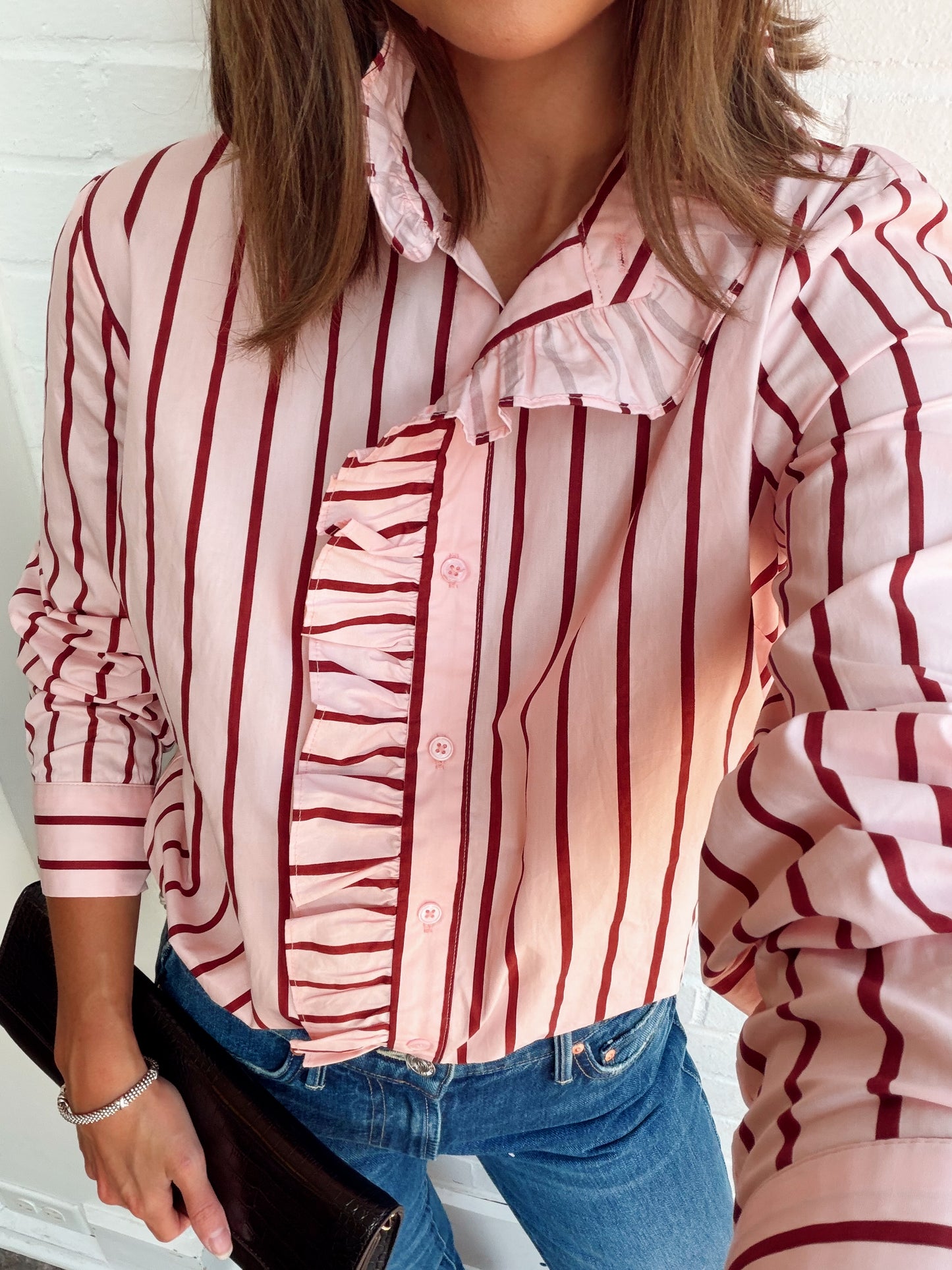STRIPE RUFFLED SHIRT