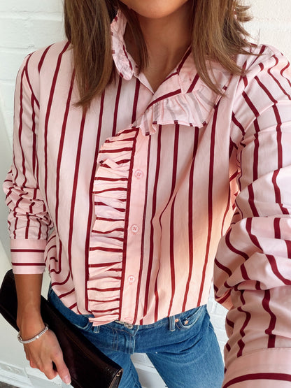 STRIPE RUFFLED SHIRT
