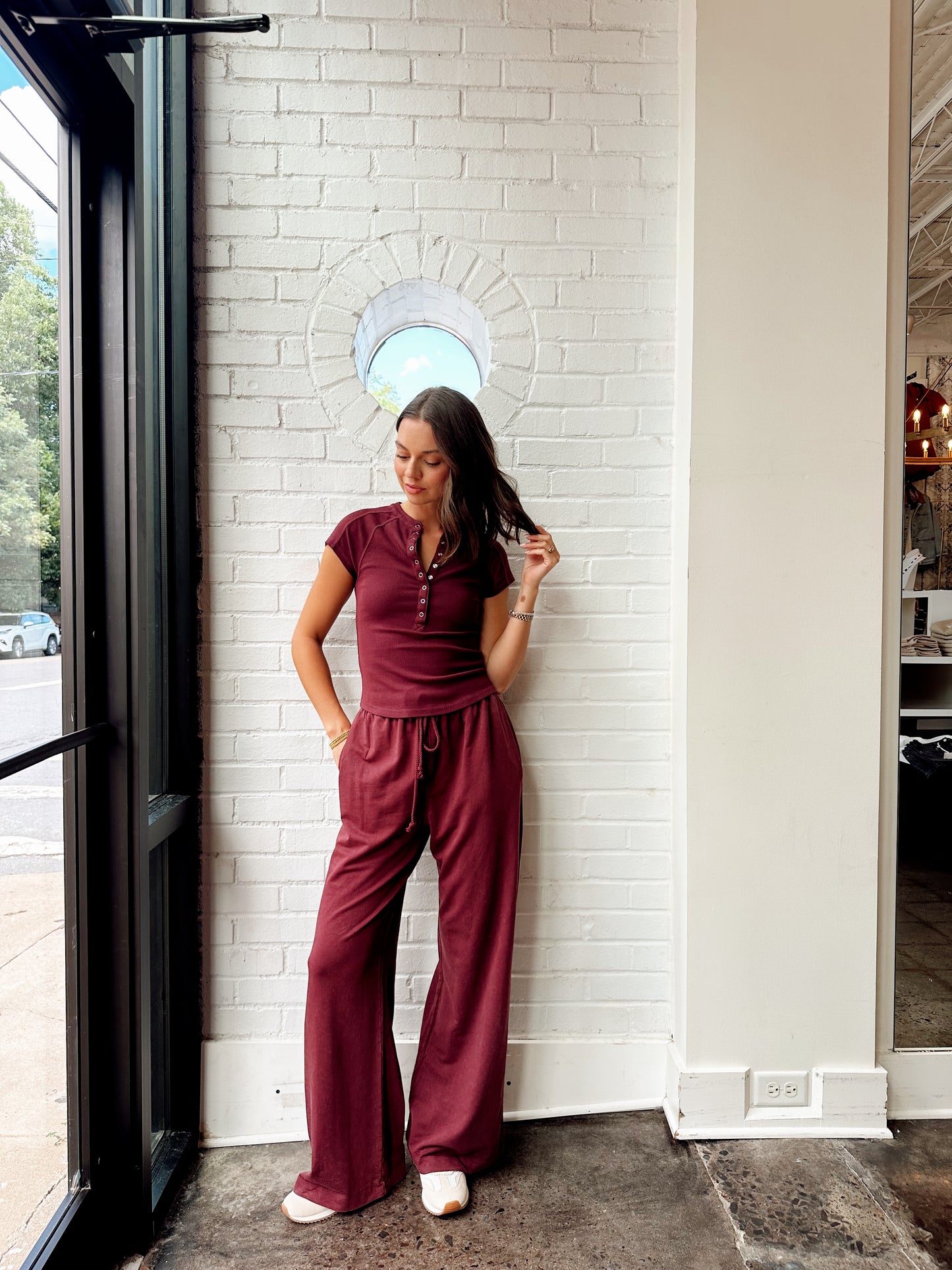 KNIT TEE + WIDE LEG PANT SET