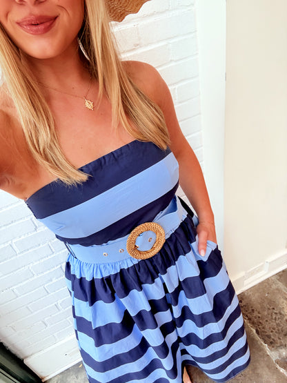 MONTEY STRAPLESS BELTED MIDI DRESS