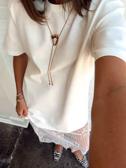 MID LACE T-SHIRT MIDI DRESS