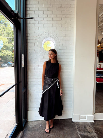 MAXI DRESS W/ ATTACHED SCARF BELT