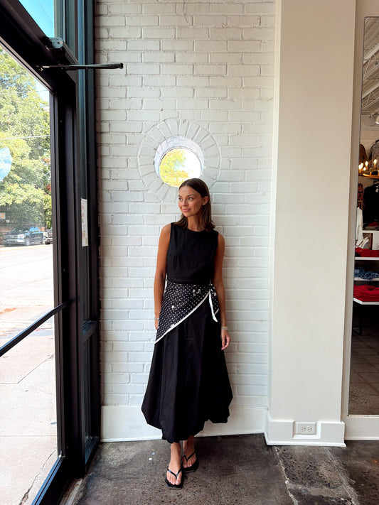 MAXI DRESS W/ ATTACHED SCARF BELT