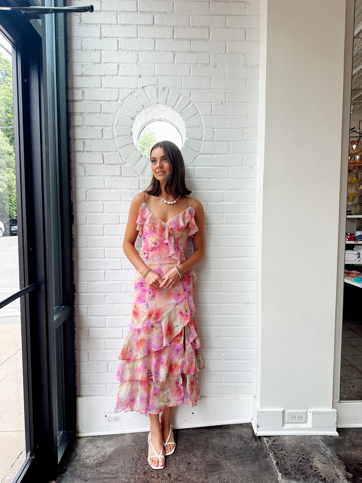 WATERFALL TIERED RUFFLE MAXI DRESS