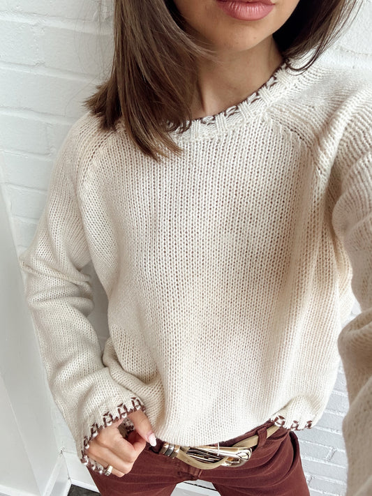 REYNA CONTRAST STITCH DETAIL SWEATER