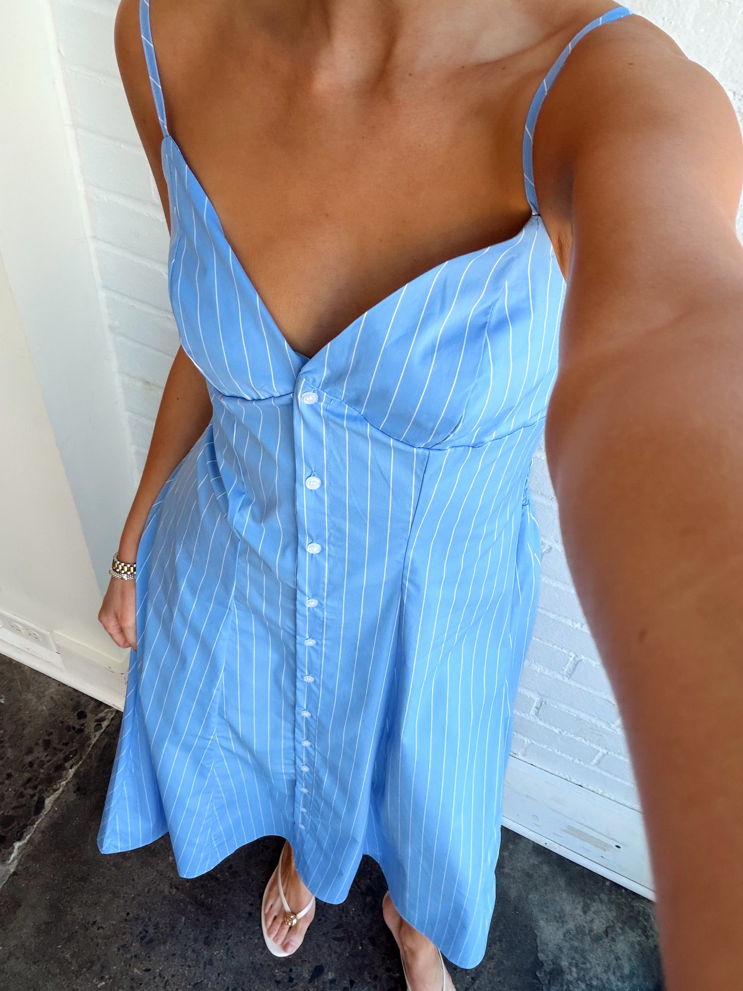 ADRIA POPLIN BUTTON FRONT DRESS