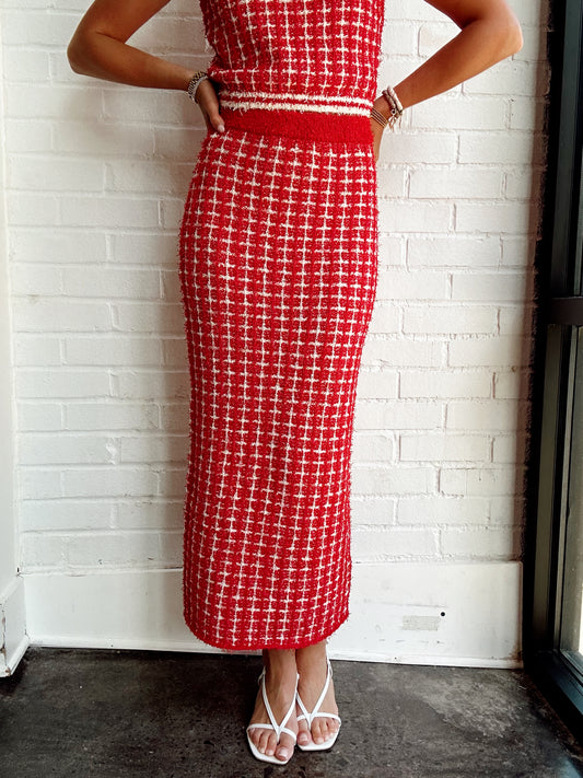 CHECK MAXI SKIRT
