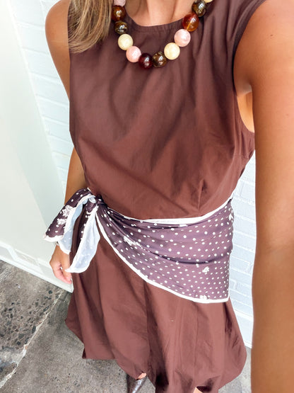 MAXI DRESS W/ ATTACHED SCARF BELT