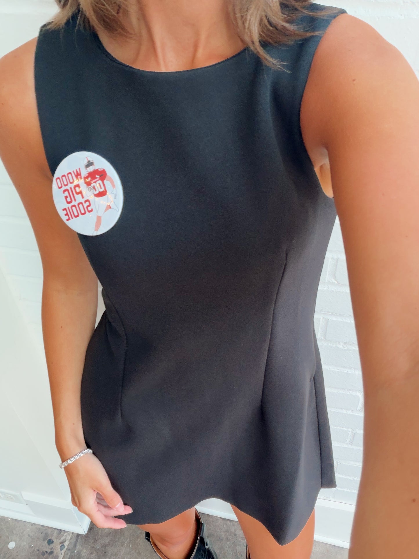 BOAT NECK SLEEVELESS A-LINE MINI