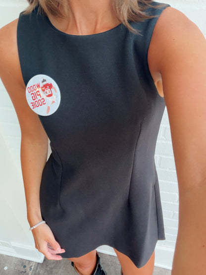 BOAT NECK SLEEVELESS A-LINE MINI