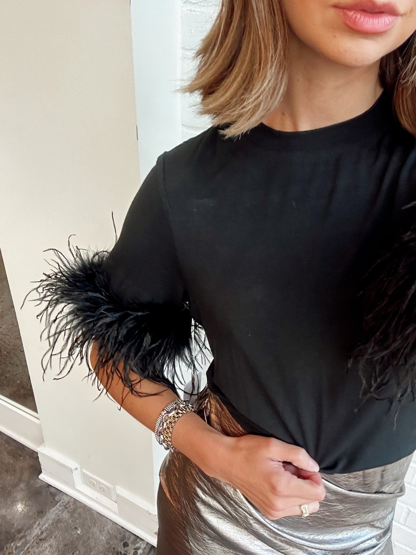 JADE FEATHER TEE TOP