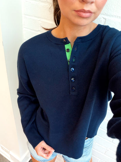 GENEVIEE SOLID DROP SHOULDER HENLEY