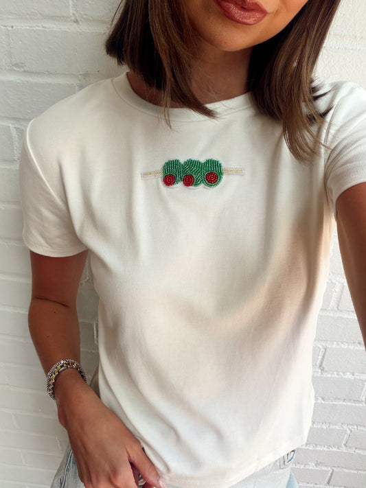 OLIVE BEADED BABY TEE