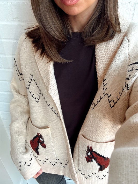 HORSE KNIT SWEATER CARDIGAN