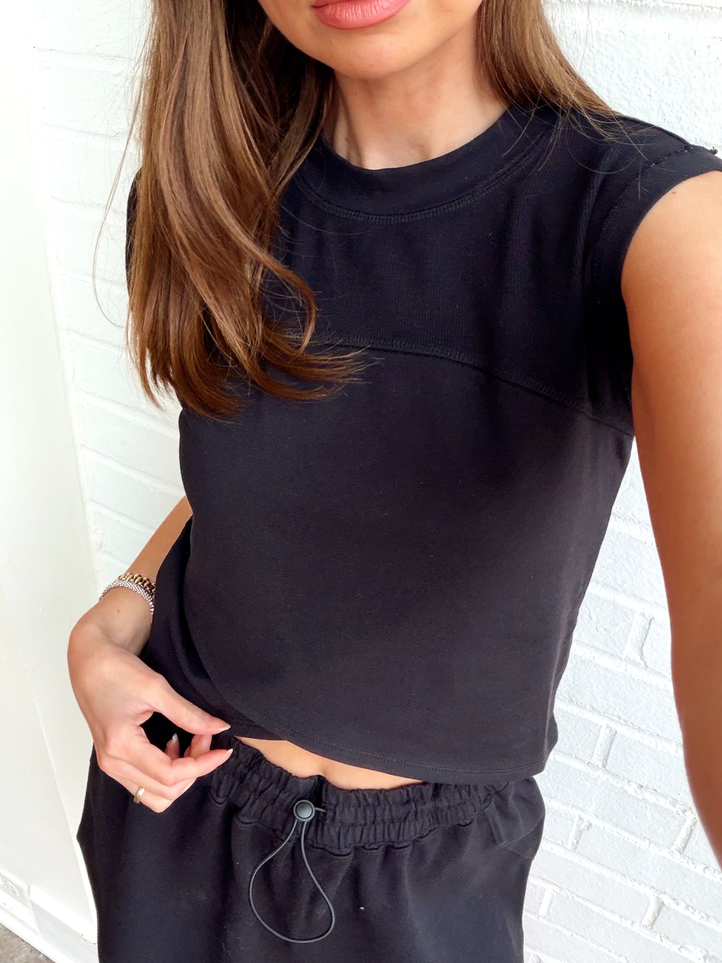 COTTON SHORT SLEEVE OVERLAP TOP