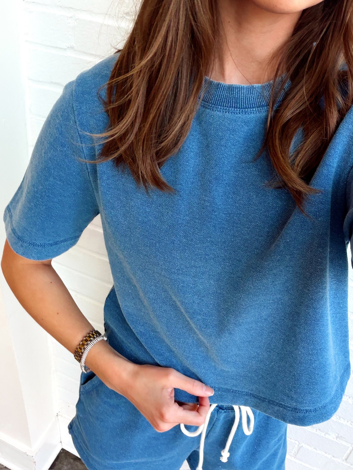 CURRAN KNIT DENIM SWEATSHIRT