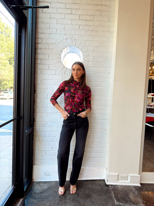 LONG SLEEVE MESH MOCKNECK