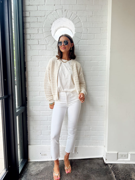 OPEN KNIT BOMBER