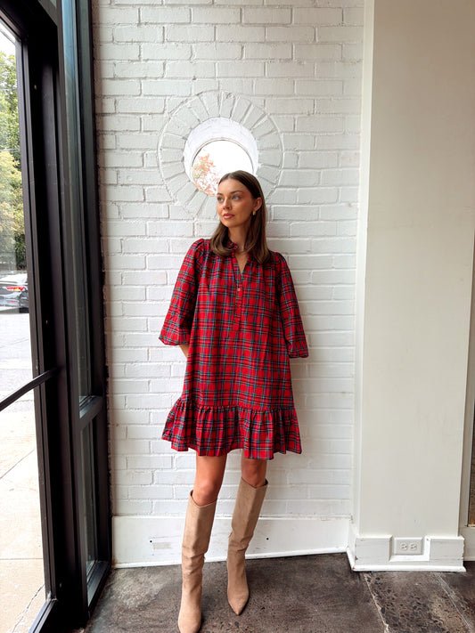 ARVADA PLAID SHIFT MINI DRESS