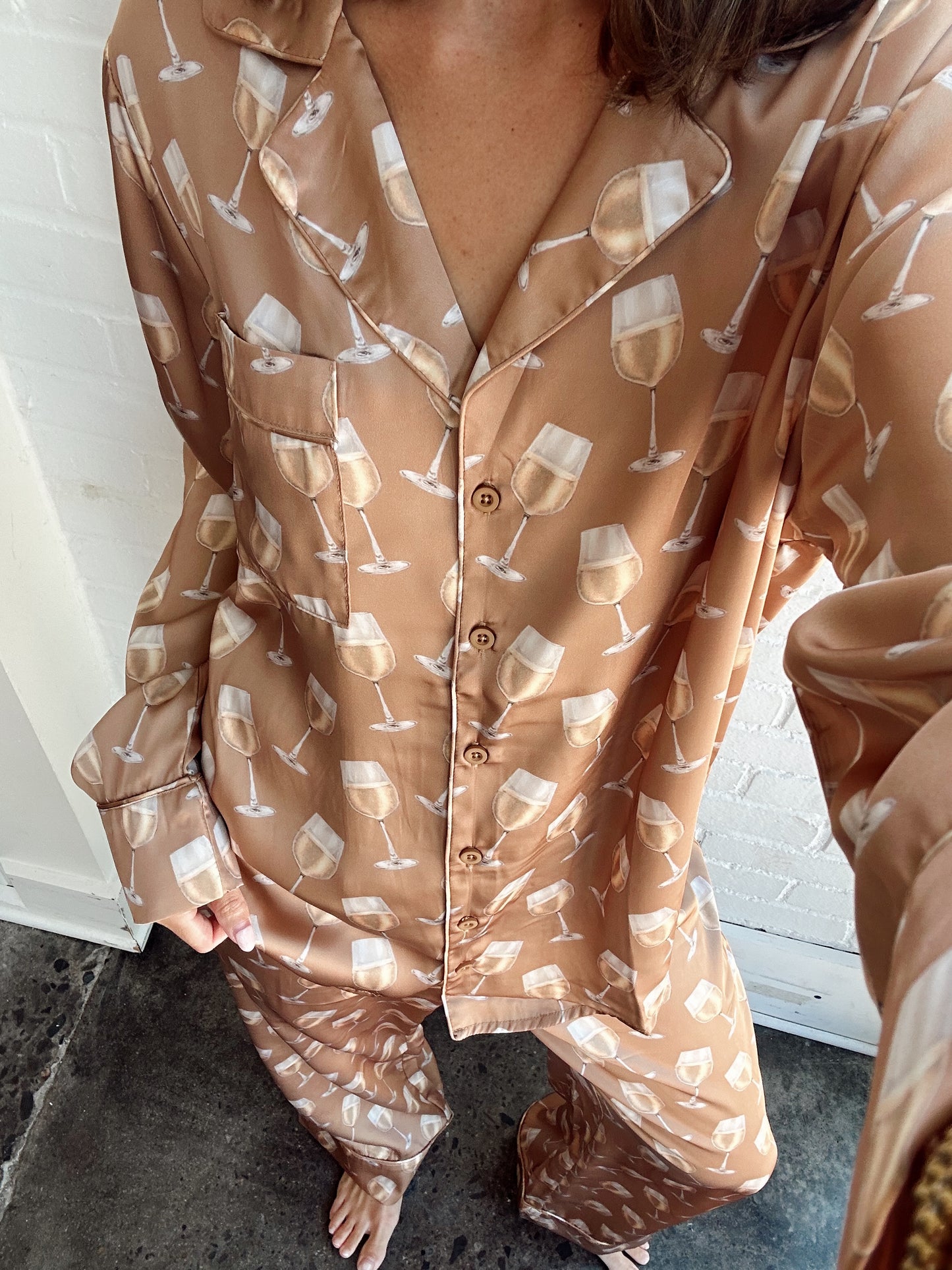 CLASSIC PJ SET- WINE SILKY