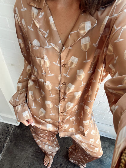 CLASSIC PJ SET- WINE SILKY