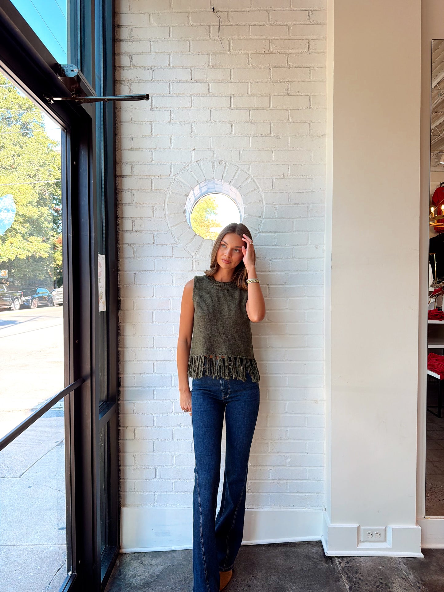 SWEATER VEST W/ FRINGE BOTTOM