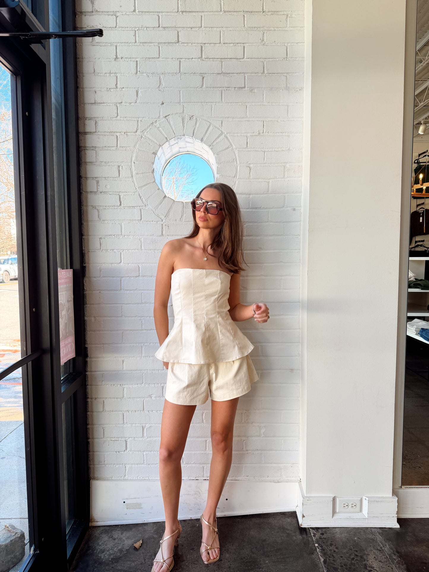 PEPLUM TUBE TOP AND SHORT SET