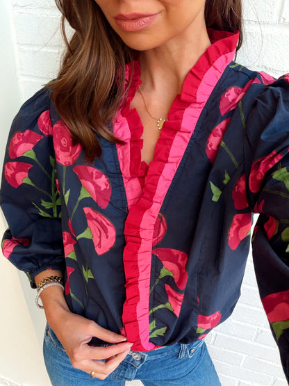 ISABELLA FLORAL RUFFLE TOP