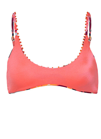 CORAL LEAFY LIBERTIES CLASSIC BRALETTE TOP