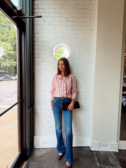 STRIPE RUFFLED SHIRT