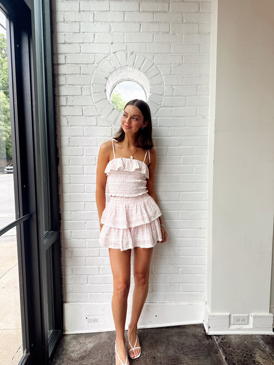RUFFLE MINI SKIRT- ANGEL PINK