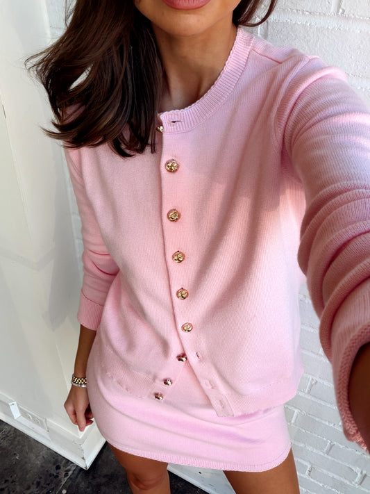 CAFE CARDIGAN- PINK KNIT