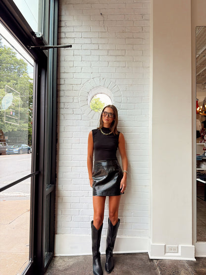 FAUX CROC MINI SKIRT