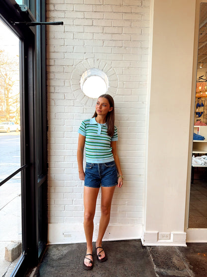 LEVANZO KNIT POLO TOP