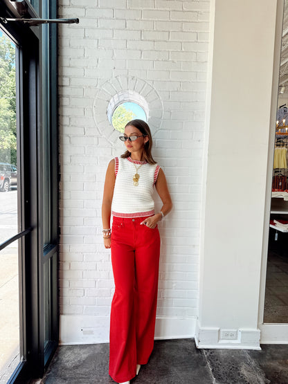 KNIT BORDERED TOP