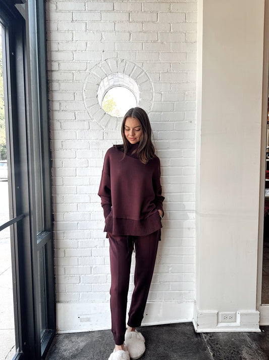 JOSELLE SOFT KNIT SWEATER RIB DRAWSTRING JOGGERS