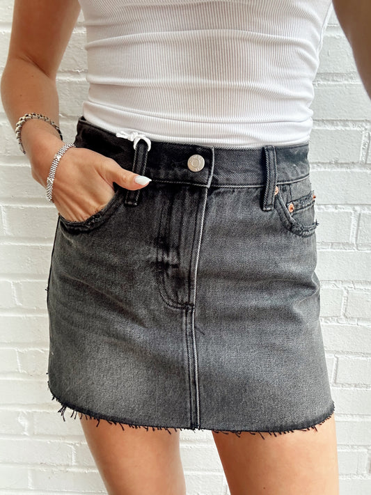 DAISY LOW SLUNG MINI SKIRT- CAVIAR