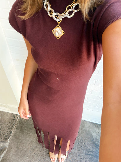 FRINGE KNIT DRESS