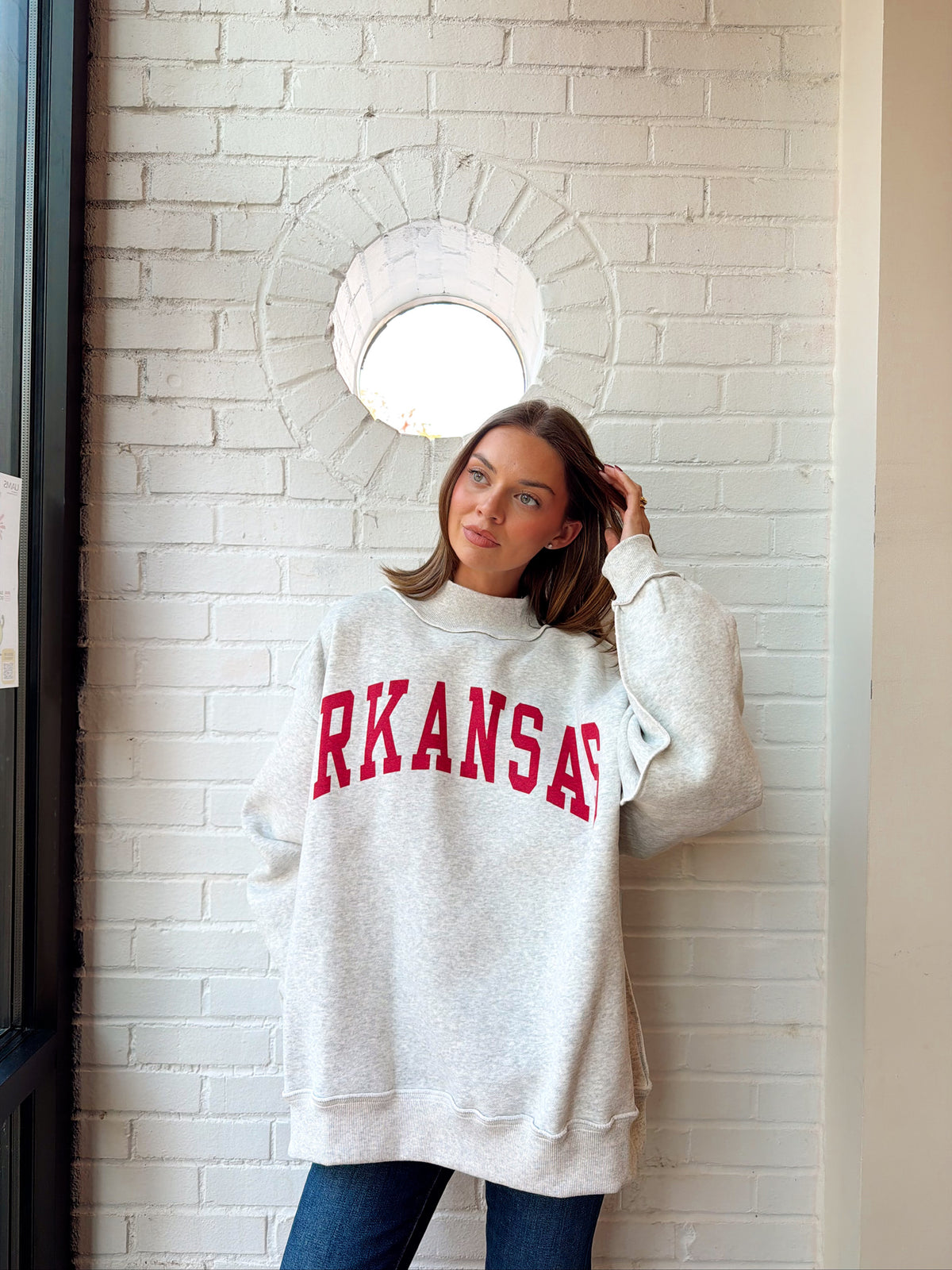 EMBROIDERED "ARKANSAS + AR" MOCK NECK PULLOVER