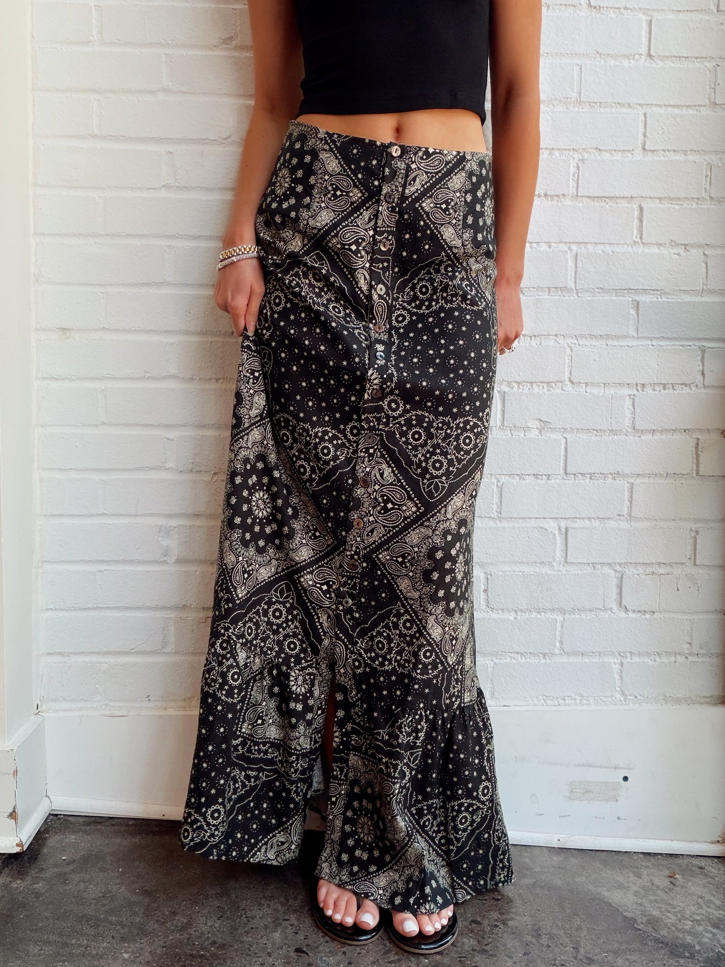 THE LINEN BUTTON FRONT MAXI SKIRT