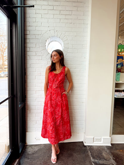 BAILEE FLORAL DOT MIDI W/ BELT