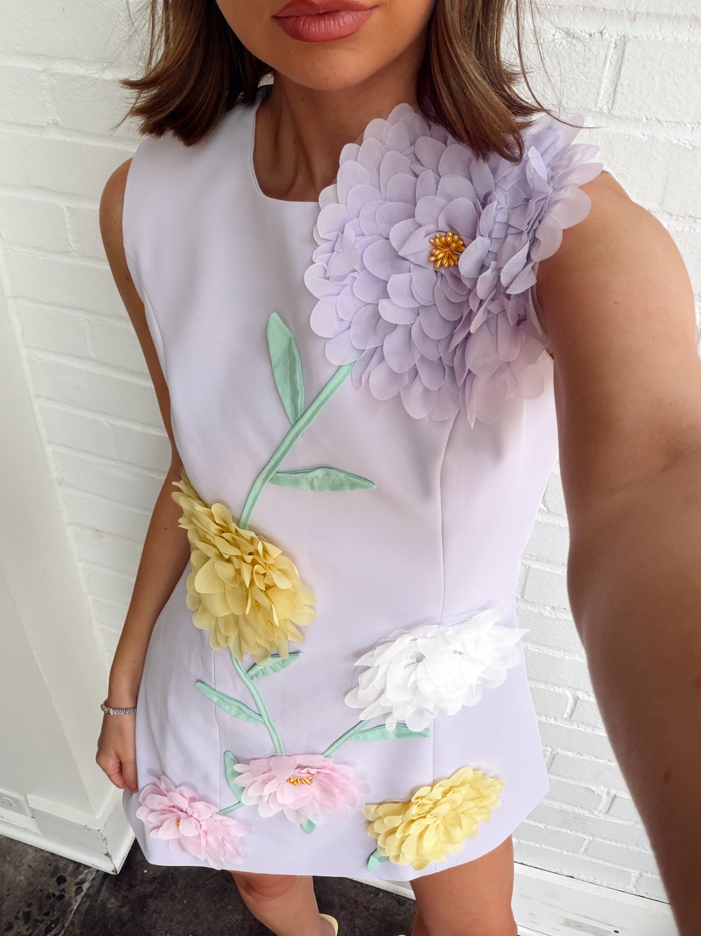 SUMMER 3D FLORAL EMBROIDERED SLEEVELESS DRESS