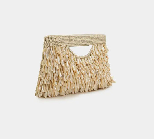 RAINBOW SHELL BEADED HANDHELD BAG