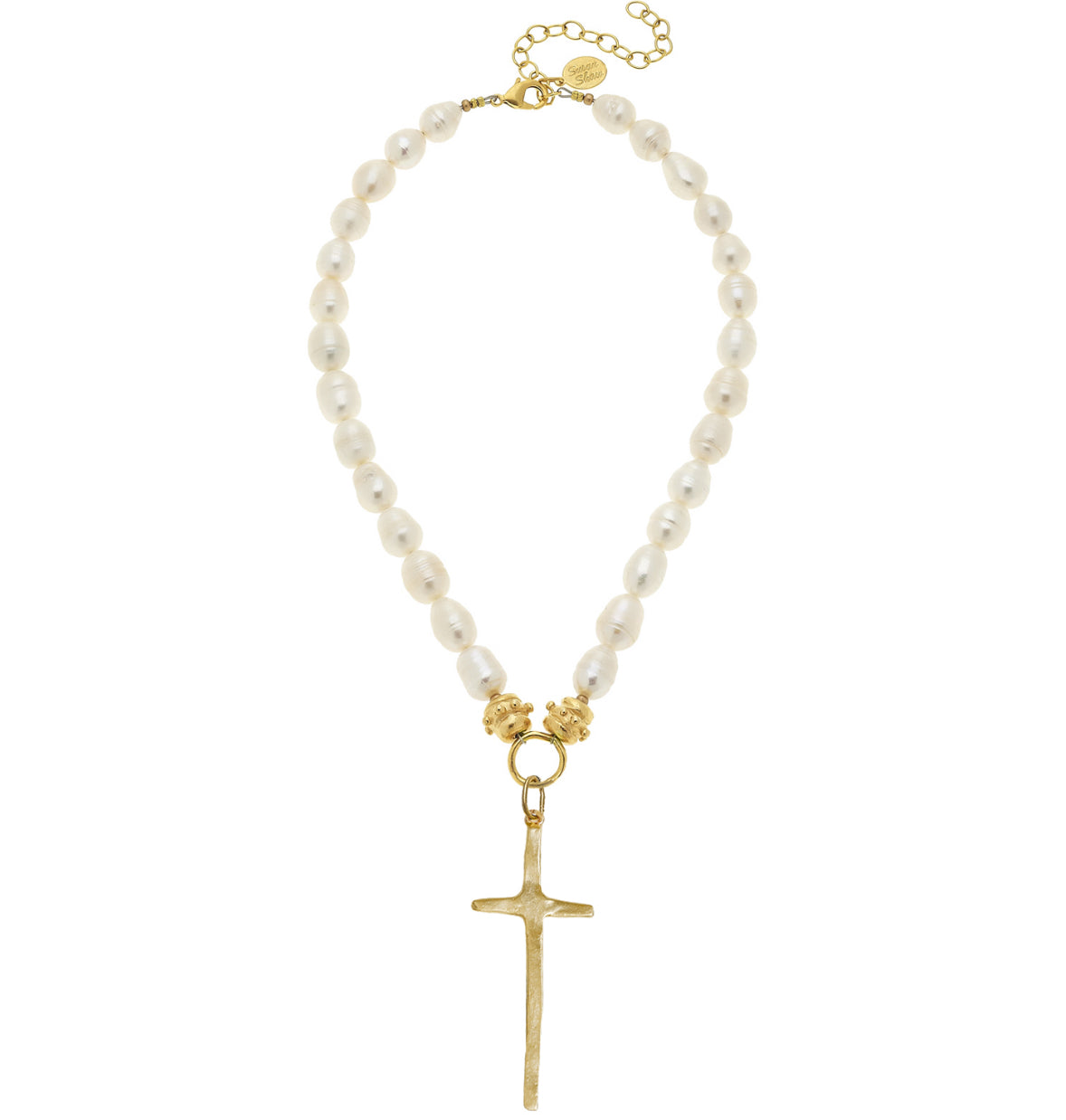 PEARL TALL CROSS NECKLACE
