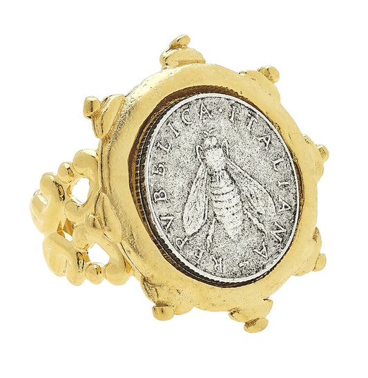 ITALIAN BEE COIN RING