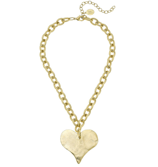 HANDCAST GOLD HEART NECKLACE