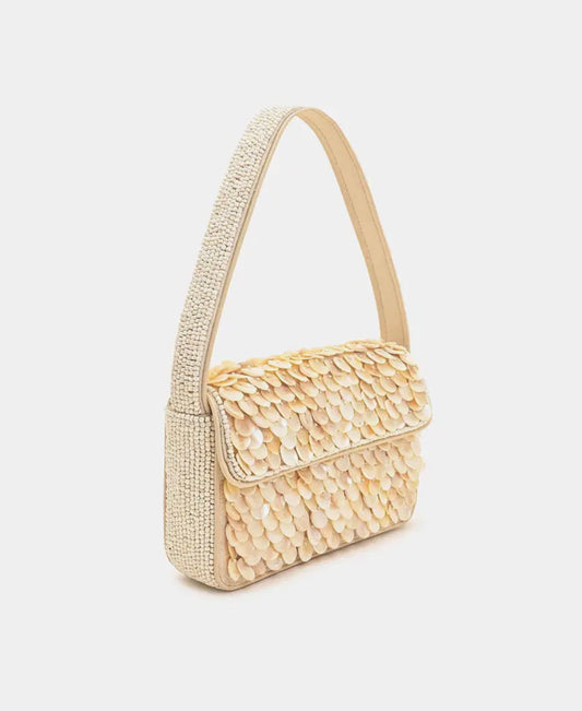 RAINBOW SHELL BEADED SHOULDER BAG
