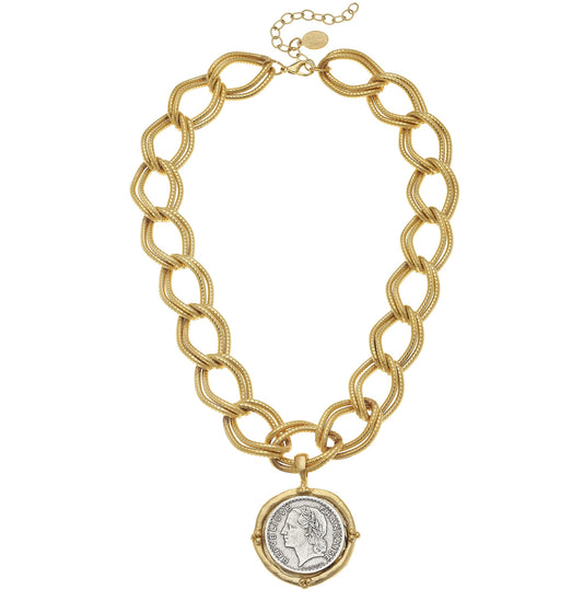 MIXED METAL FRANC CHAIN NECKLACE