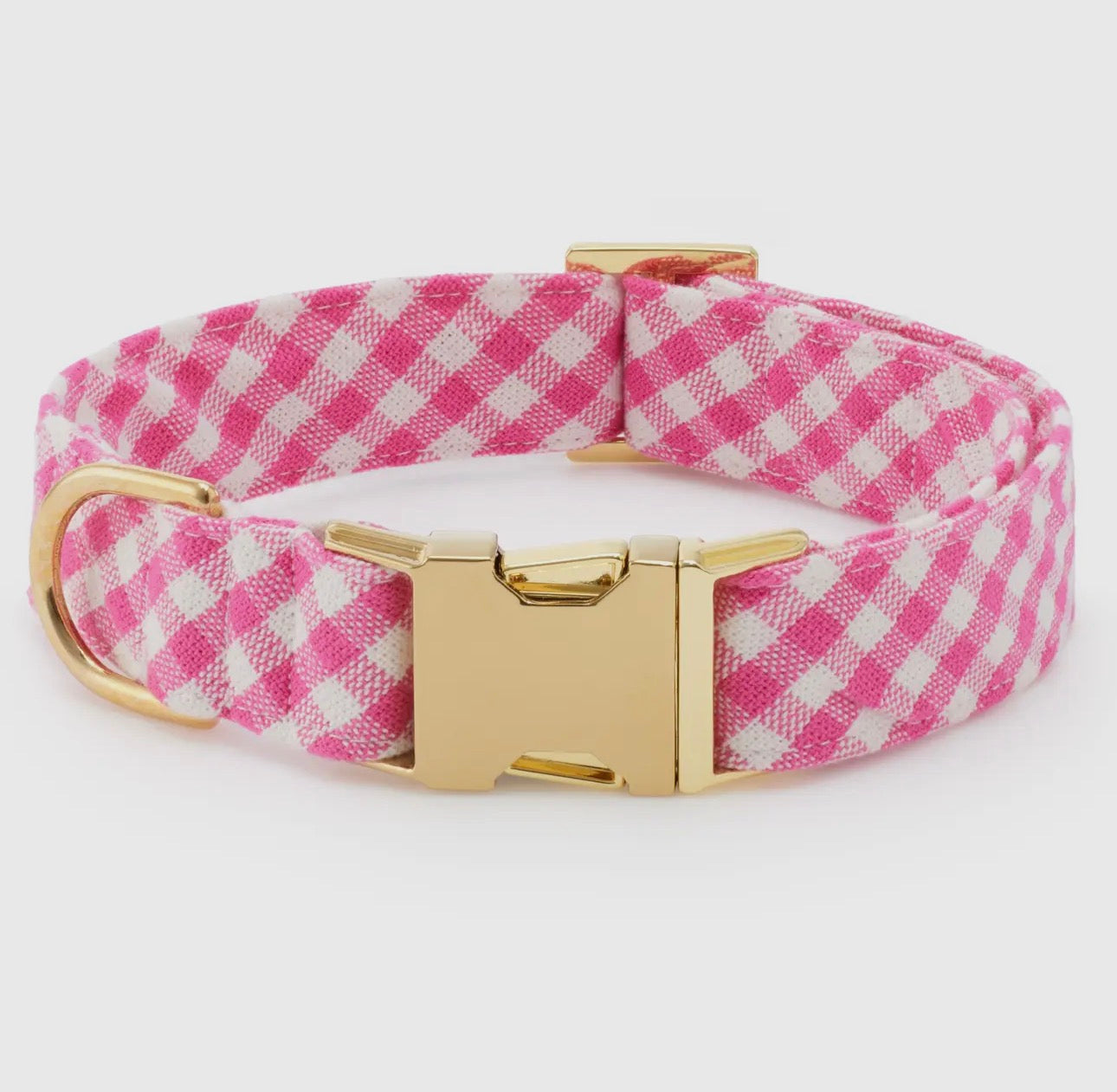 HOT PINK GINGHAM DOG COLLAR